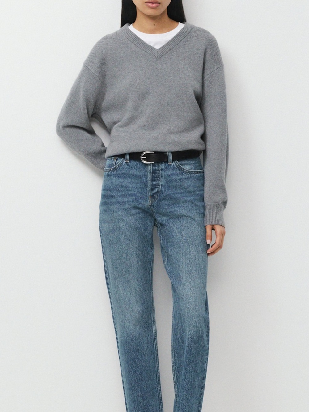 aritzia // accent solid brass leather belt